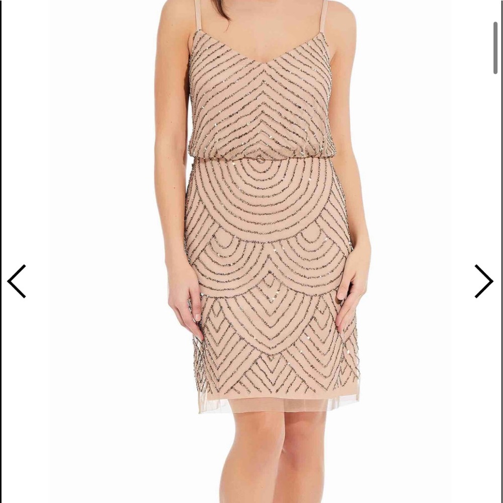 NWT Adrianna Papell Sequin Blouson Bead Dress